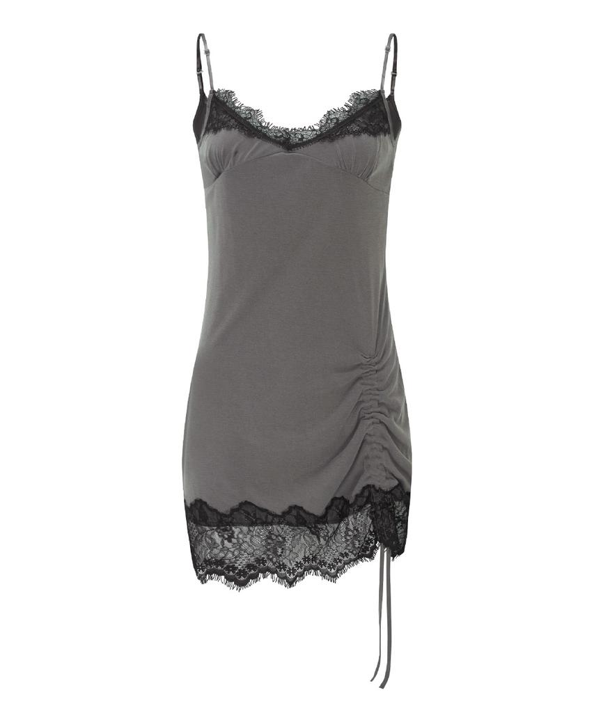 Peullijeunopallou Pia Lace Slip Mini Dress (Vintage Gray)
