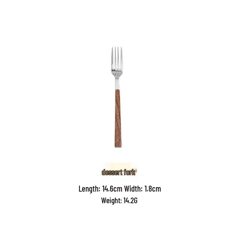 Stainless Steel Dessert Fork with Wenge Wood Style Handle