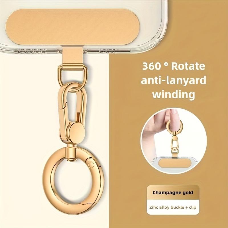 Stainless Steel Phone Lanyard Clip Patch 360° Rotatable Anti-lost Phone Case Hanging Rope Snap Detachable Ultra-thin