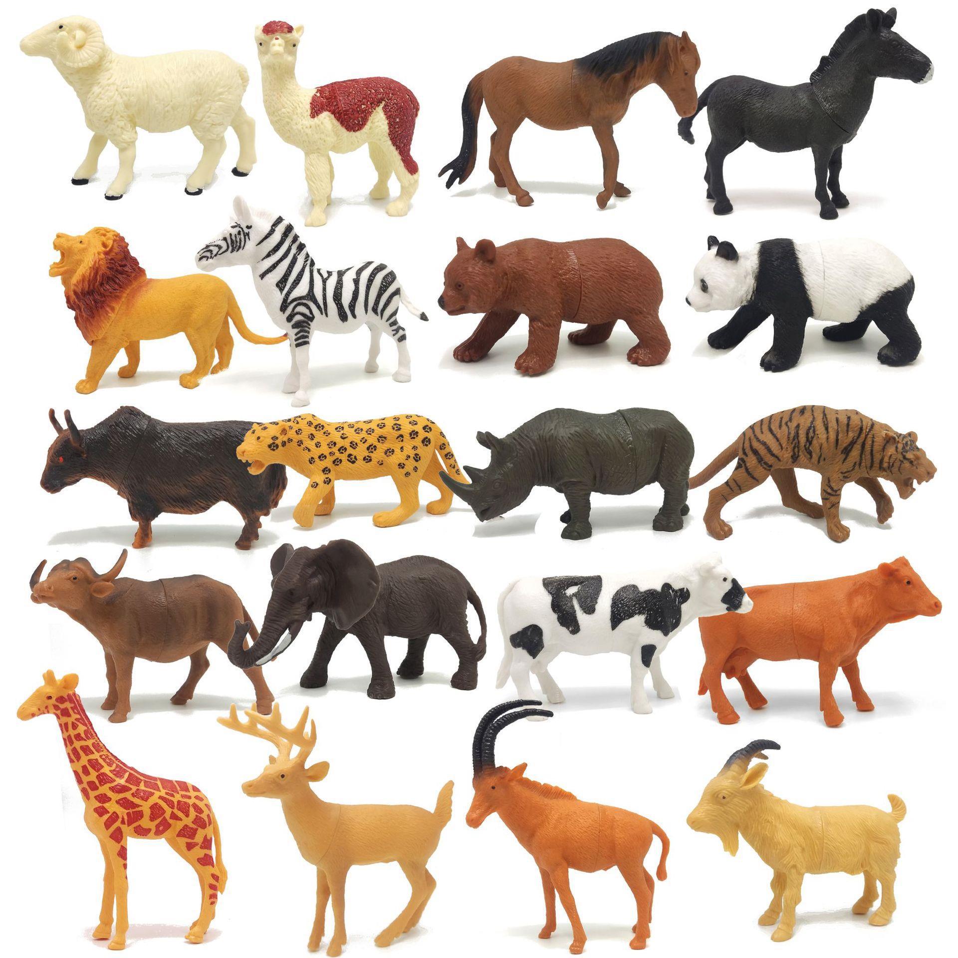 

Medium Farm Wildlife Toy Set: Elk, Alpaca, Panda, Lion Models for Children, PVC