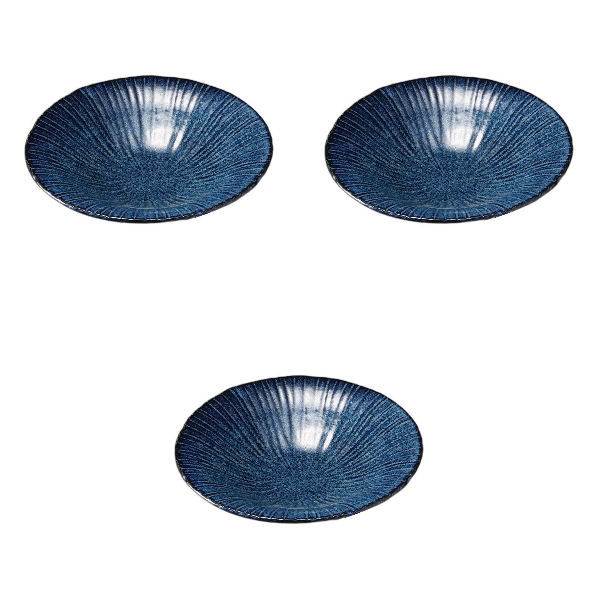 

Set of 3 Hanakon Bowls x Medium Ceramic Plates by Setomonohonpo 6.5 Multi-Purpose [20 4cm] темно-синий