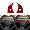 Red Carbon Fiber Interior Steering Wheel Button Cover Trim For Tesla Model Y/3