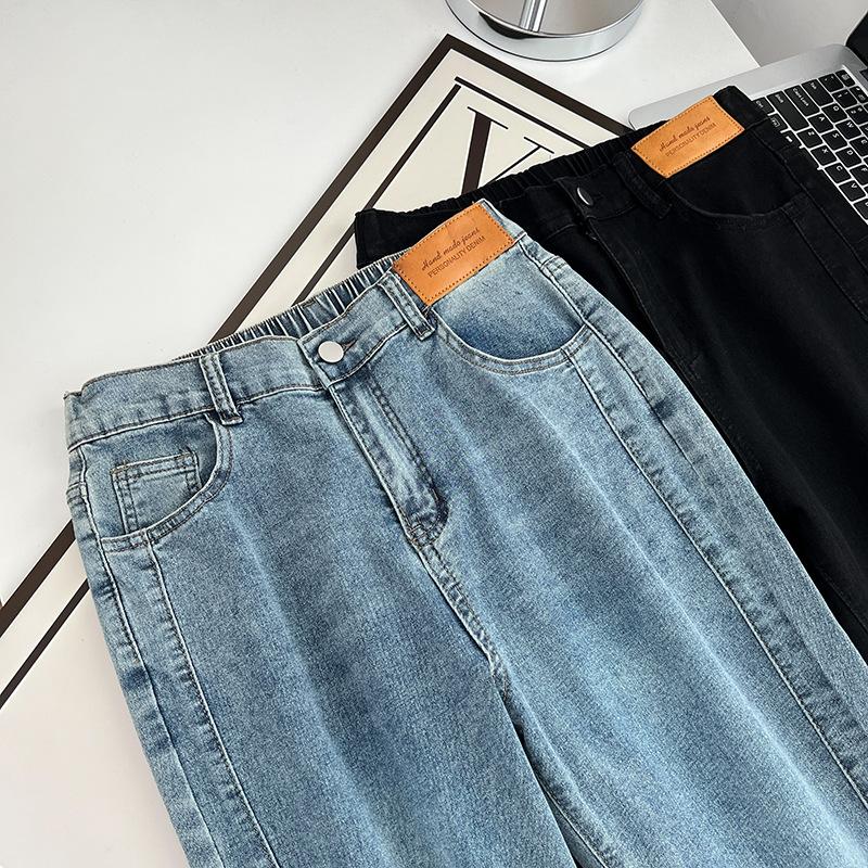 Jeans pitillo con abertura en la pernera para mujer, casuales, hasta el tobillo, de pernera recta, de denim, talla grande