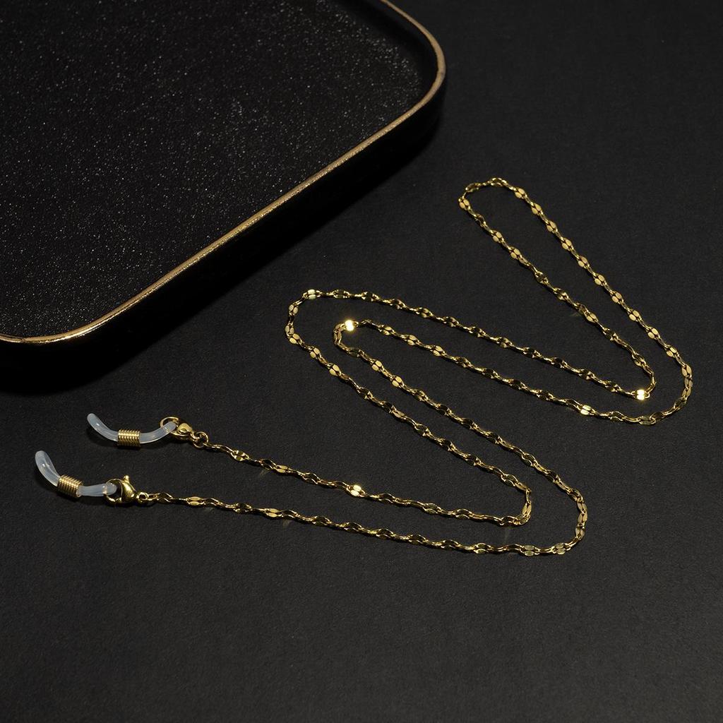 Elegant Gold-Plated Stainless Steel Lips & Mask Lanyard: High-End Titanium Eyeglass Chain