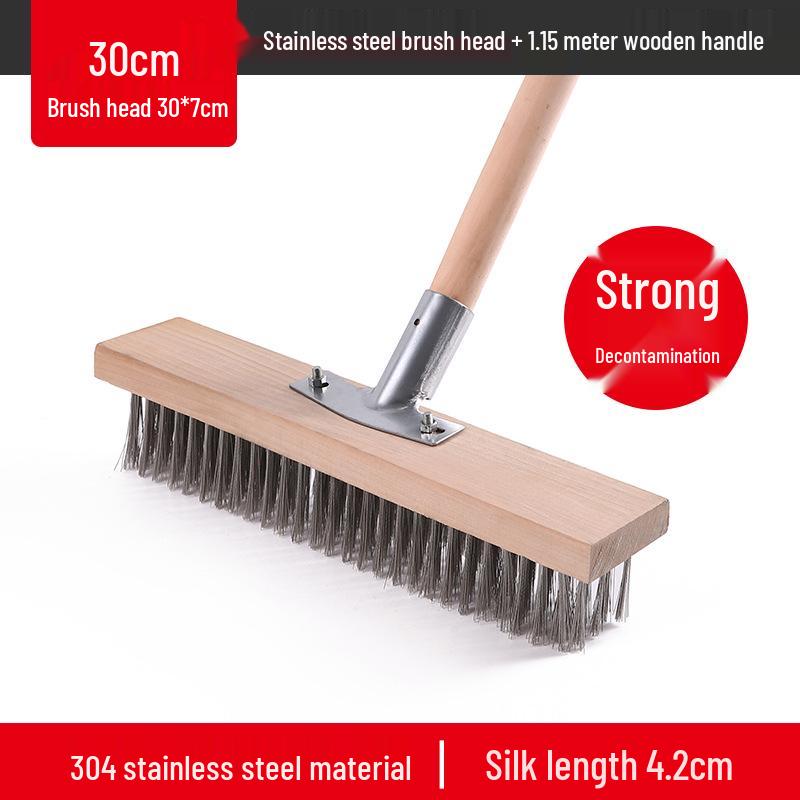 Stainless Steel Long Handle Wire Brush: Stiff Bristles for Scrubbing Tile, Cement, Moss, Rust Removal, and More