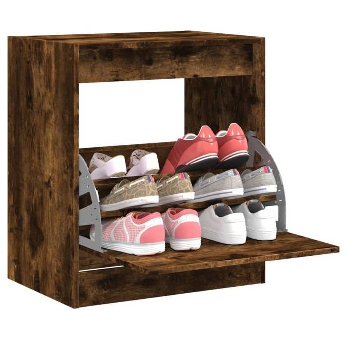 VidaXL Shoe Cabinet Smoked Oak 60x42x69 Cm Engineered Wood 839984