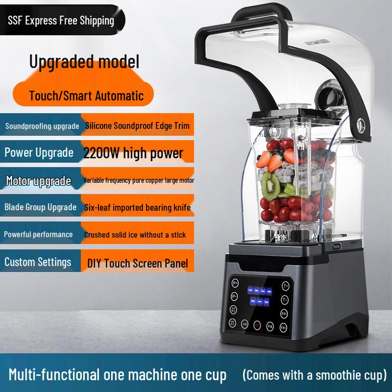Commercial Soundproof Smoothie Machine: Automatic Ice Crusher, Shaver, Tea Brewer, Wall-Breaking Juicer for Milk Tea Shops. Smoothie Cup