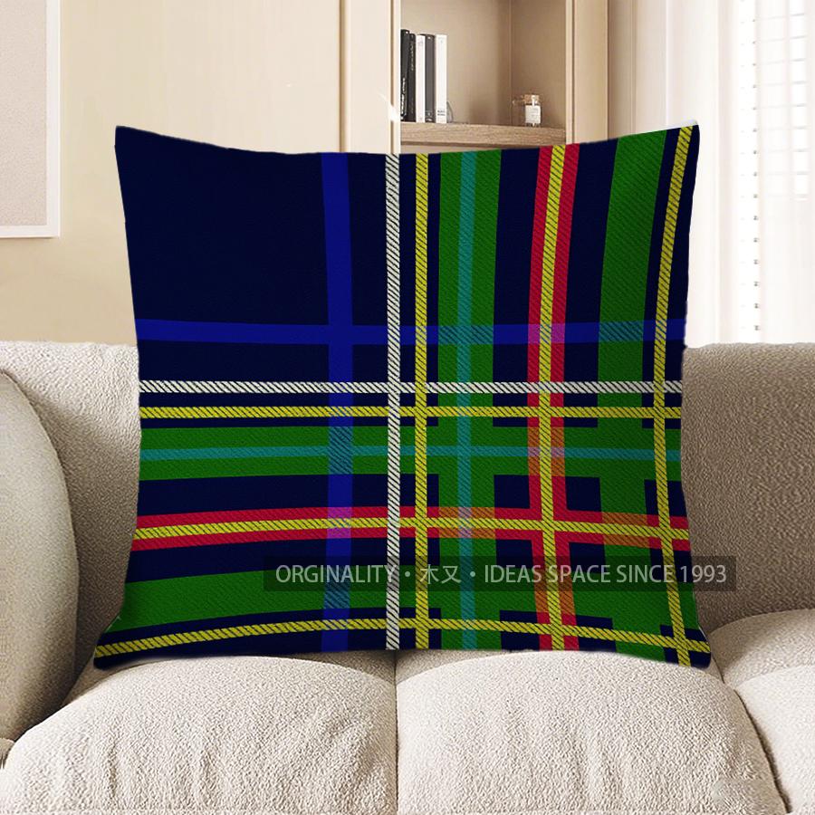 Home Decor Vibrant Plaid Pattern Throw Pillow For Home Pattern Cushion Cover Suitable For Sofa Bedroom Car Pillow Cover