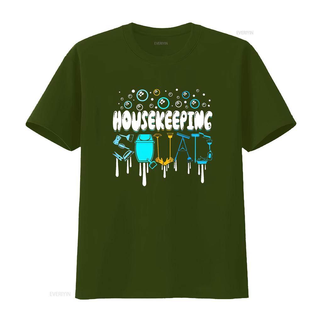 Housekeeping Squad Cleaner Cleaning Housekeeper T Shirt Vintage Washed Stretched Stylish Unisex Homme Soft Designer Clothes