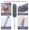 2.5m Microfiber Cleaning Duster with Washable Extendable Pole & Retractable Cable, Reusable Cleaning Tool for Home