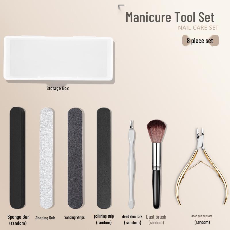 Nail Salon Manicure Set: Cuticle Scissors, Grinding File & Storage Box