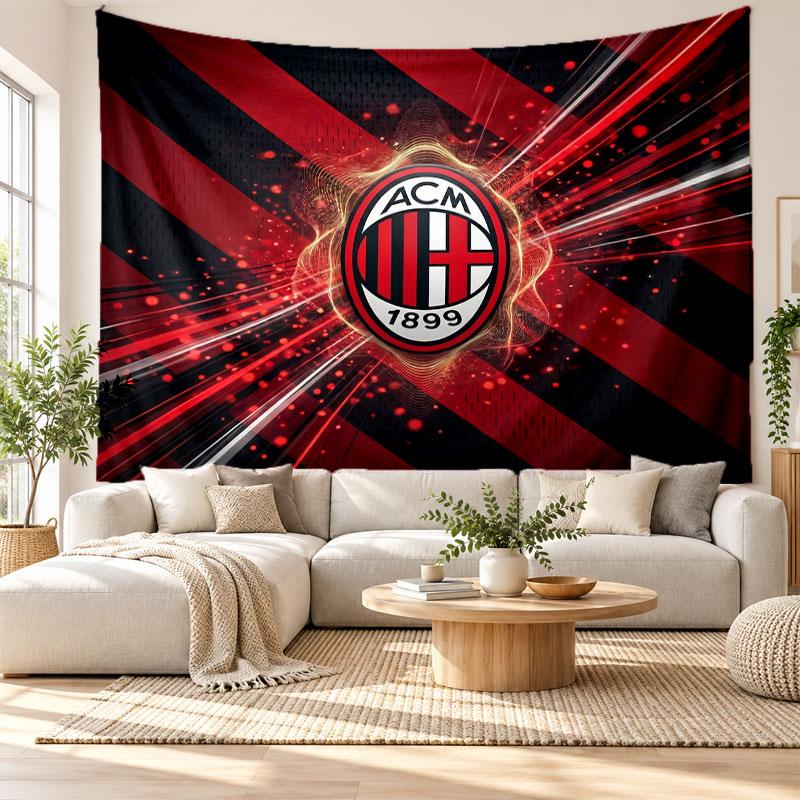 AC Milan Wall Tapestry, Soft Fabric Wall Hanging, Decorative Backdrop For Bedroom Home Wall Art