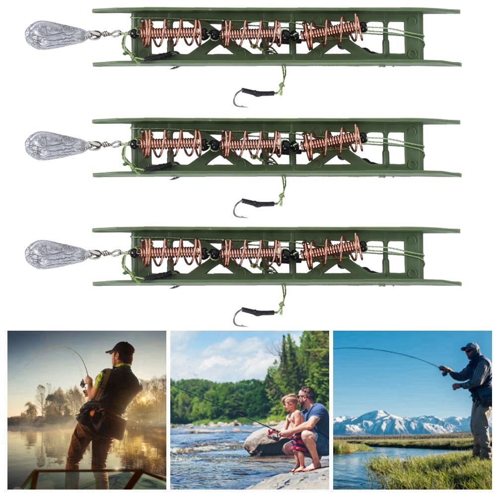 3Pcs 15g0.5oz Fishing Feeder Bait Cage Spring Holder with  Sinker for Fish Carp