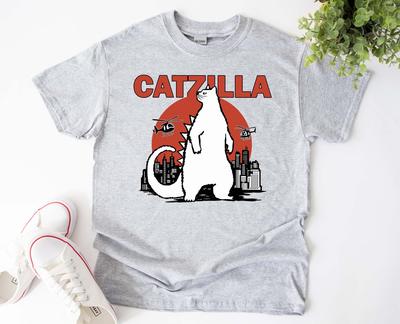 Catzilla Shirt, Funny Monster Cat Parody Tshirt
