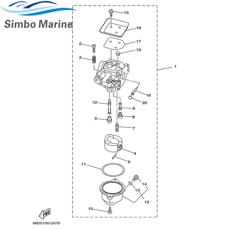 67D-14301 Carburetor with Gasket for Yamaha 4-Stroke 4HP 5HP F4 F5 Outboard Engine Replacement Parts 67D-14301-10 68D-14301-03
