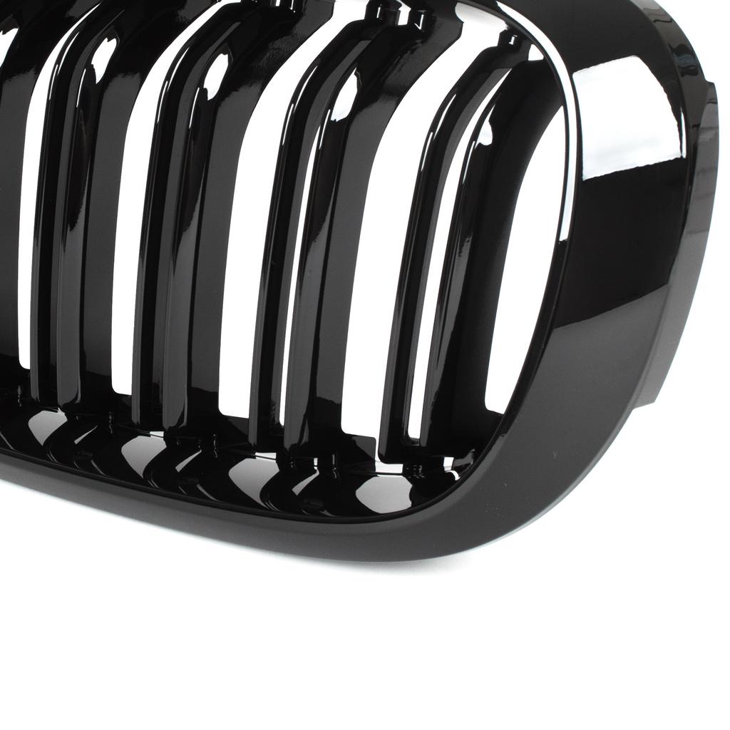 BMW X5 F15 13-18 Grilles Between the Headlights (kidneys) Left + Right Set BLACK GLOSSY DOUBLE BAR