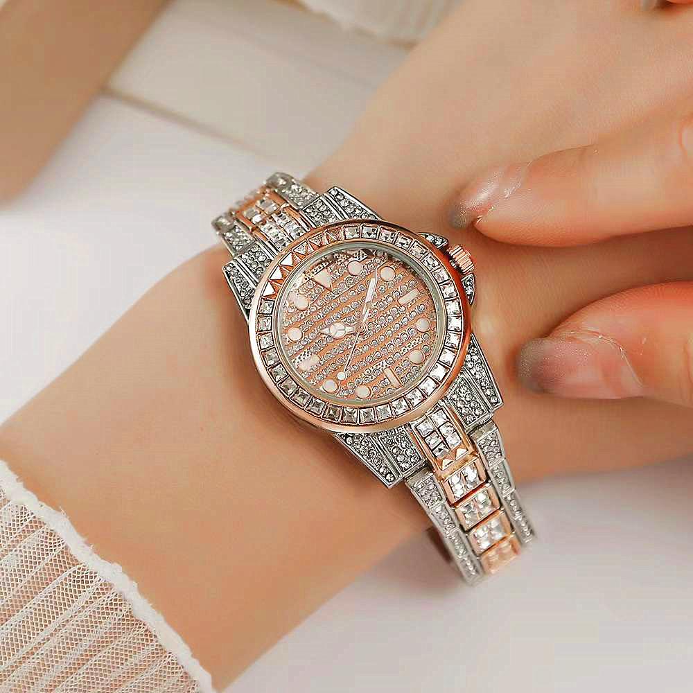 New Fashion Alloy Jewelry Full Of Drill Watch Ladies Quartz Watch Women Crystals Dress Wristwatches Stainless Steel Watch