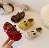 Spring Autumn Girls Party Dress Flat Shoes Double Bow Elegant Retro Children Leather Shoes Kids Princess Ballet Mary Jane Shoes