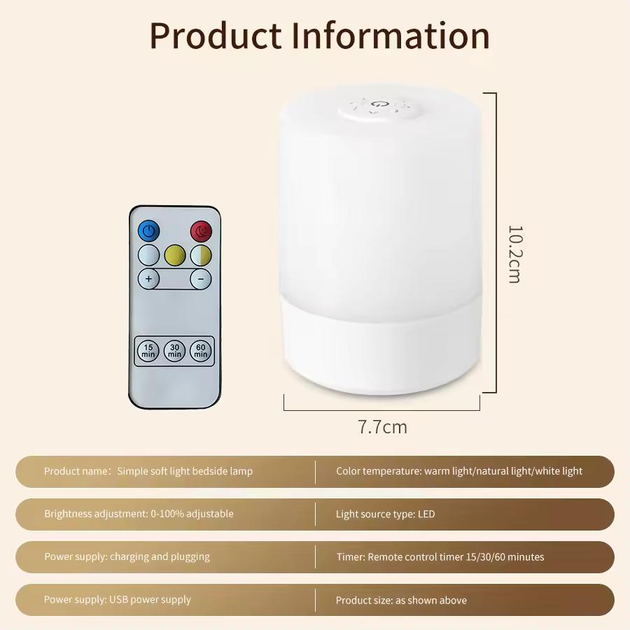 USB Touch Night Lamp LED Lamp Remote Control Switch Rechargeable Three Colors Lights Bedroom Portable Table Bedside Night Lamp