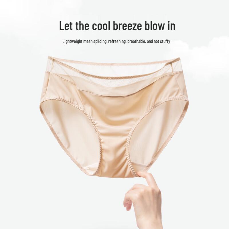 Oudifen Women's Mesh Panel Mid-Waist Seamless Briefs XP4509