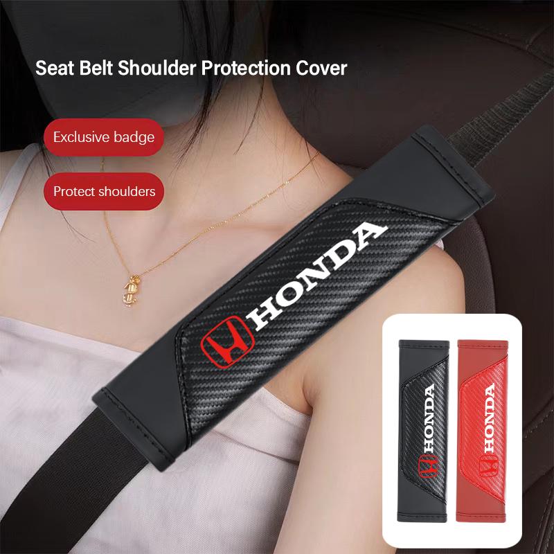 Car Safety Belt Cover Pads Auto Leather Shoulder Cushion Accessories For Honda civic accord fit jazz pilot CRV odyssey passport TO0