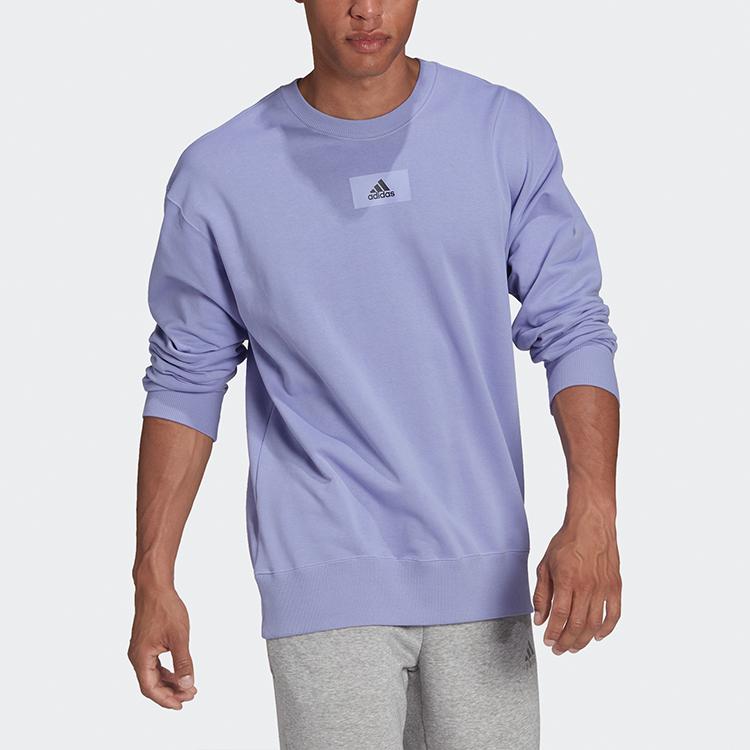 Adidas Sport Round Neck Sweatshirt Pullover Men Tops Light-Purple HE4347