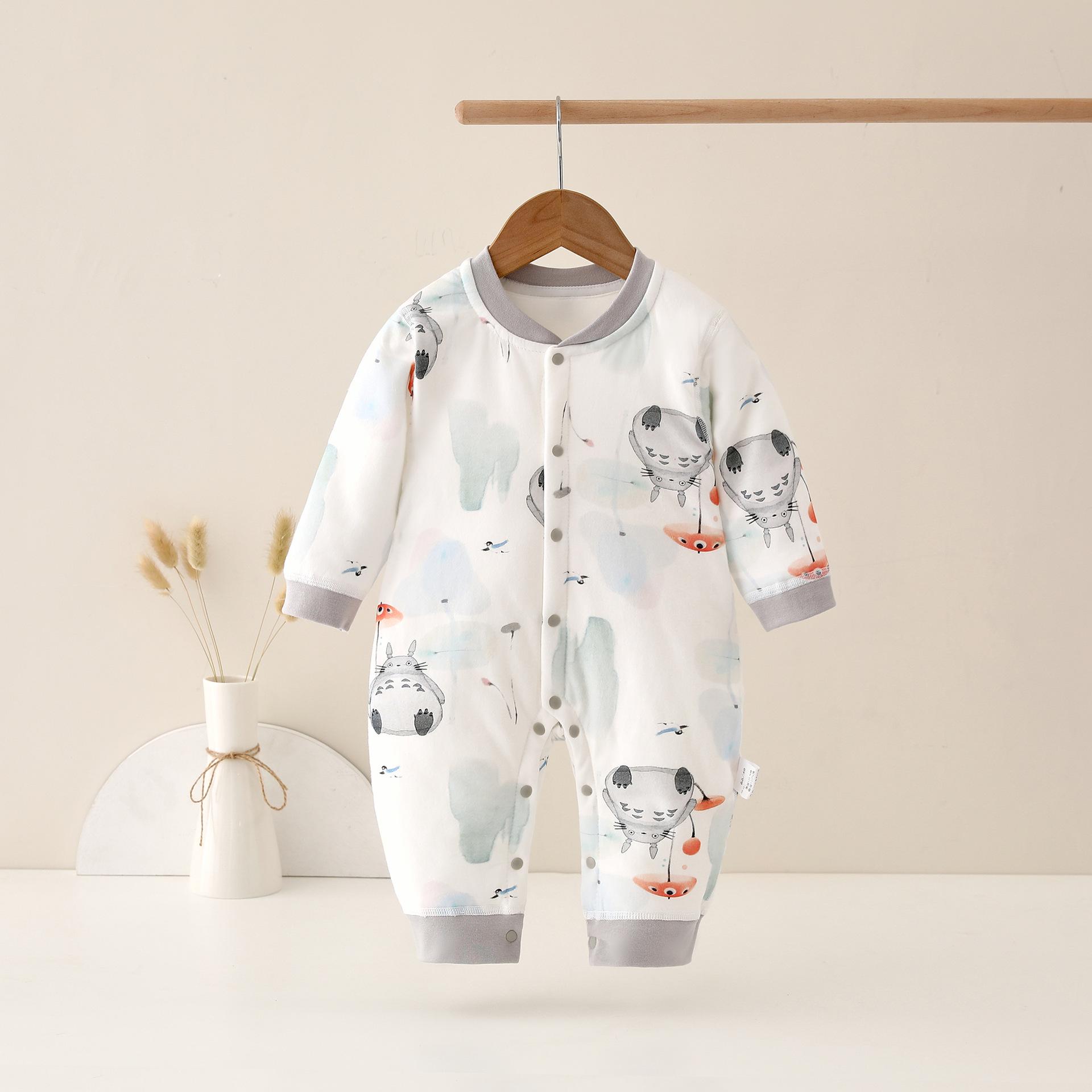 

Детский ромпер с хлопковой подкладкой 40 г: Осенне-зимний стиль для новорожденных мальчиков и девочек - Уютная пижама для ползания 66 cm