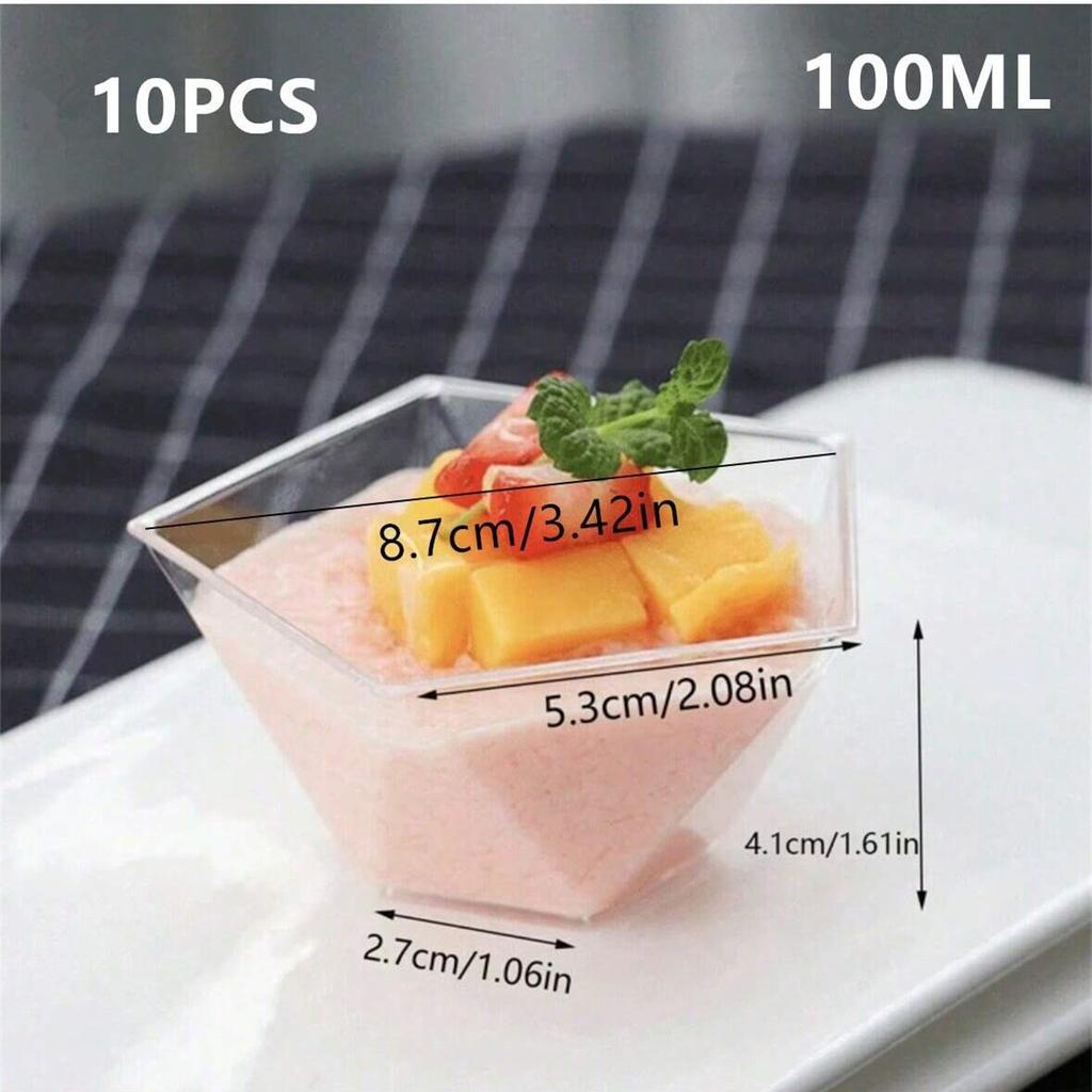 10pcs Transparent Dessert  Mini Cups,Mousse Pudding Cups, Perfect for Wedding Birthday Festival Party Dessert Decoration