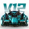 1:14 MOC V12 Mașină Sport Super Viteză Blocuri de Construcție Vehicul de Curse Asamblare Cărămizi Jucării pentru Adulți Copii Cadouri de Ziua de Naștere Anul Nou