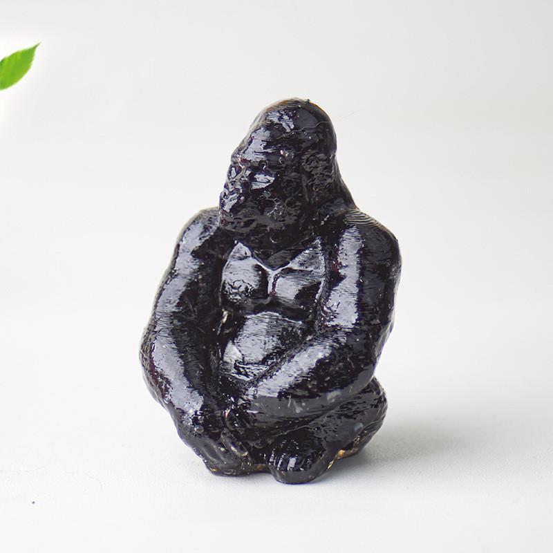 Statue de Gorille en Résine avec Pierres de Cristal Naturelles Pour Décoration de Bureau Cadeau Pour Amis