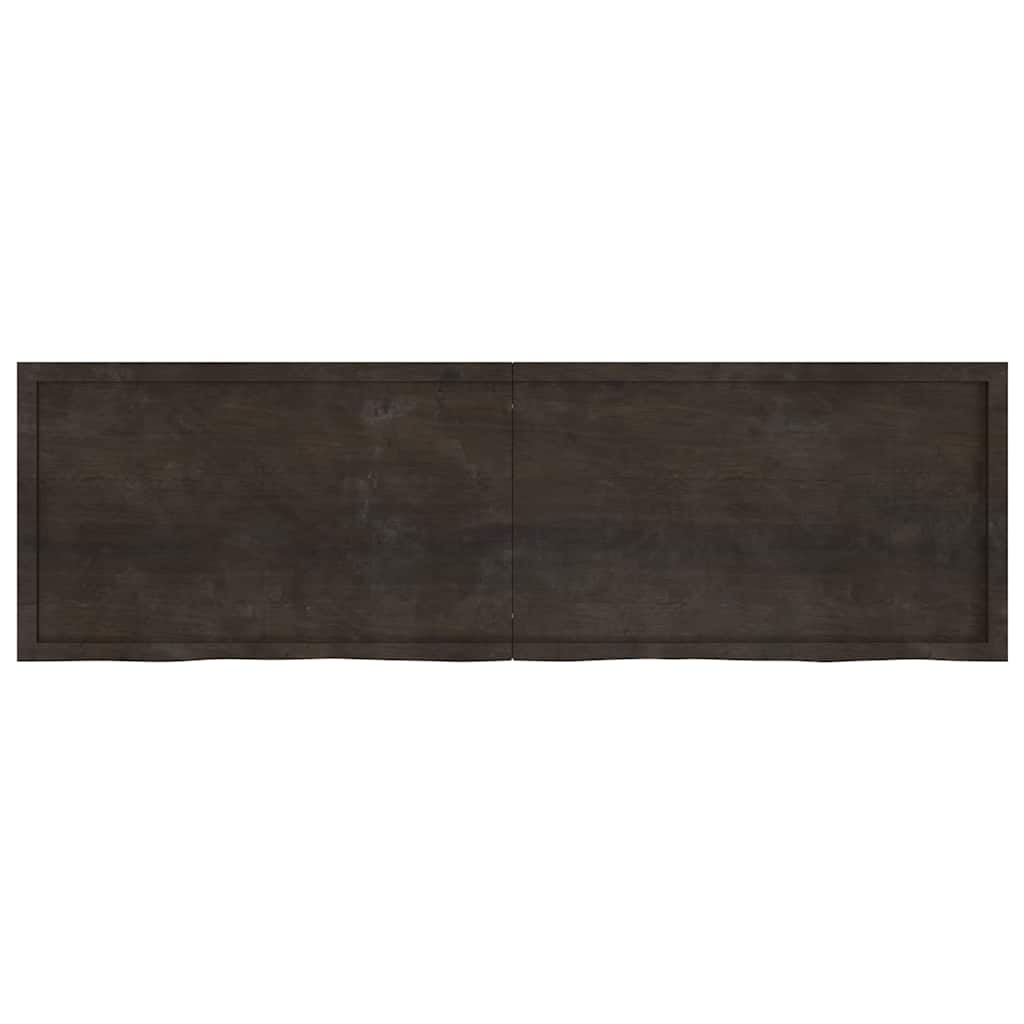 Vidaxl Półka, Ciemnobrązowa, 200X60X(2-4) Cm, Wykończone Drewno Dębowe