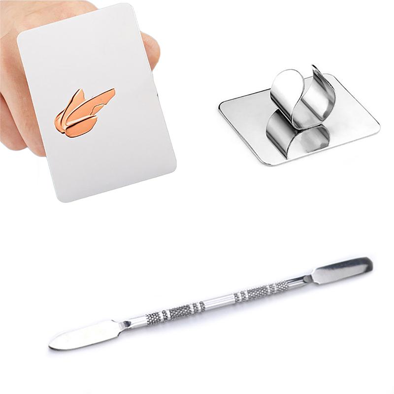 Ruční nerezový mixér na make-up, míchací deska na laky na nehty pro nail art, paletka na míchání podkladové báze a očních stínů, kosmetický nástroj se špachtlí