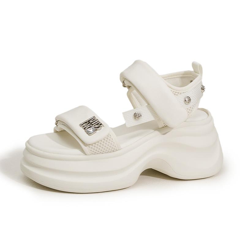 

8cm Women s Platform Sports Sandals 2025 Summer New Fashion Non-slip Beach Female Sandals High-heel Roman Sandals Women 39 бежевий