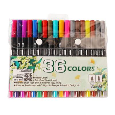 36 Colors Watercolor Brush Marker Pen Set Professional Soft Flexible Dual Tip Marker Pens for Kid
