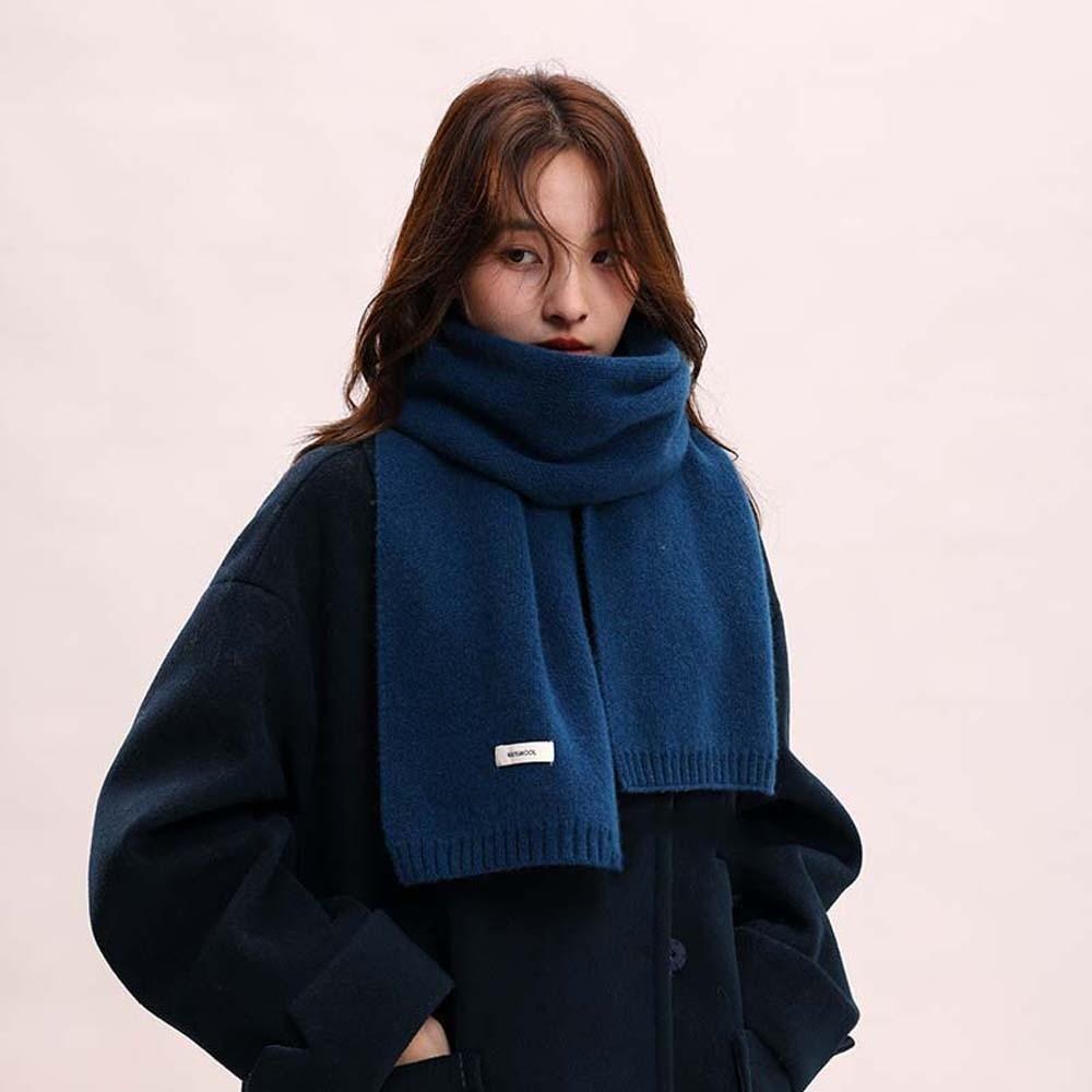 Cold-proof Knitting Wool Scarf Solid Color Winter Warmer Scarf Long Thickened Neckscarf  Winter