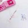 Cute Trendy Pink Bow Tie White Angel Wings Double Hearts String Beads Keychain Camera Pendant for Women Backpack Jewelry Gift