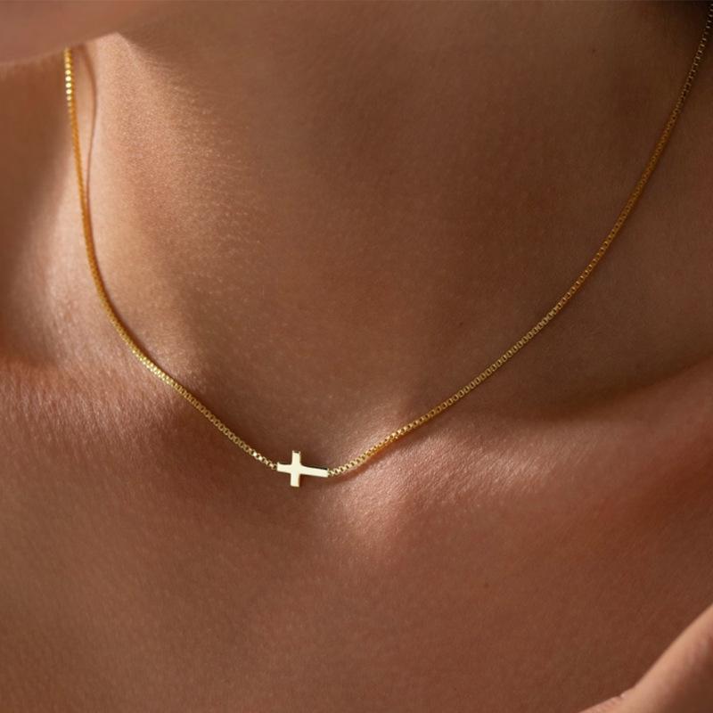 European Fashion 14K Gold-Plated Cross Necklace for Women