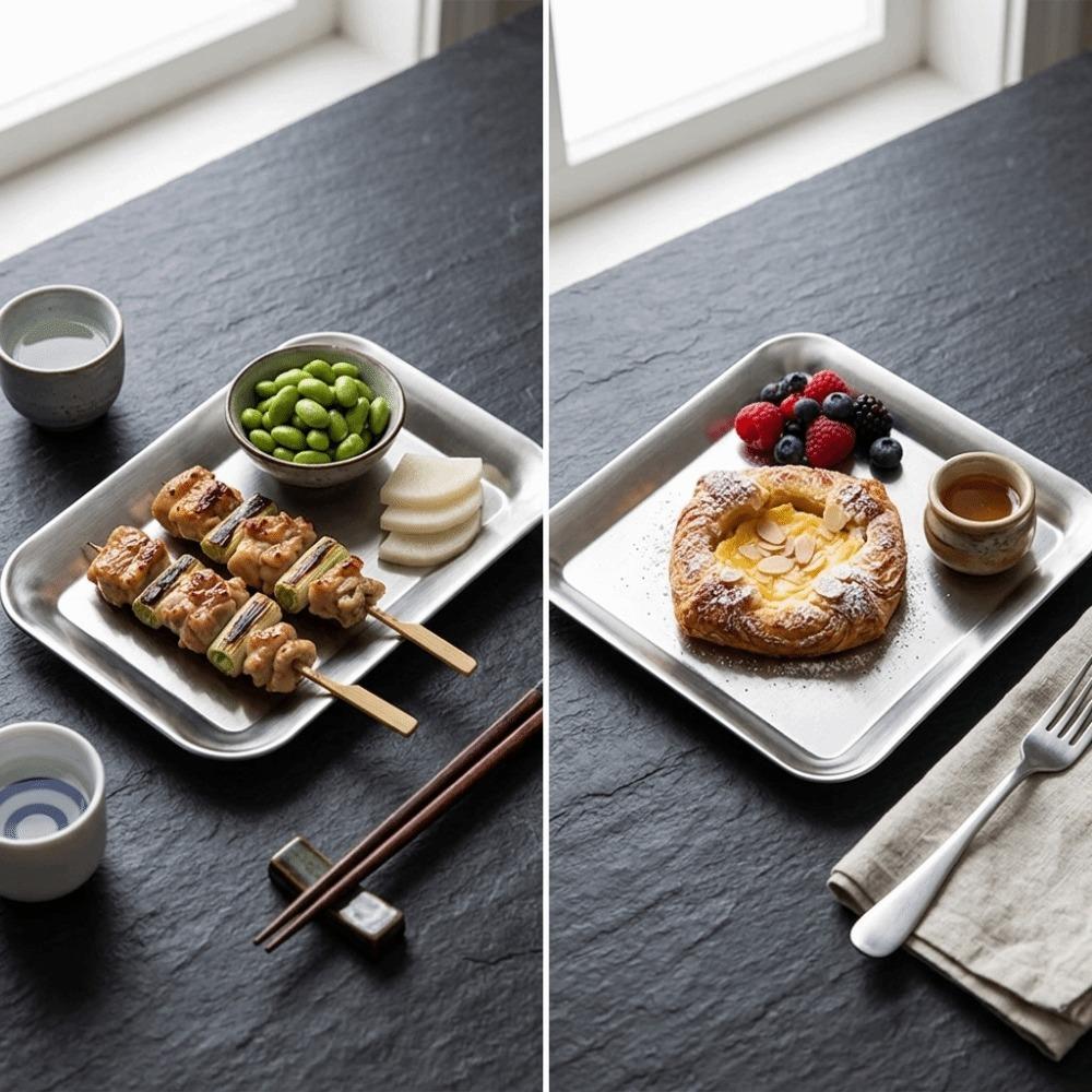 Raised Anti-spill Serving Tray Rustless Steel Display Tray Durable Food Tray Food Display S