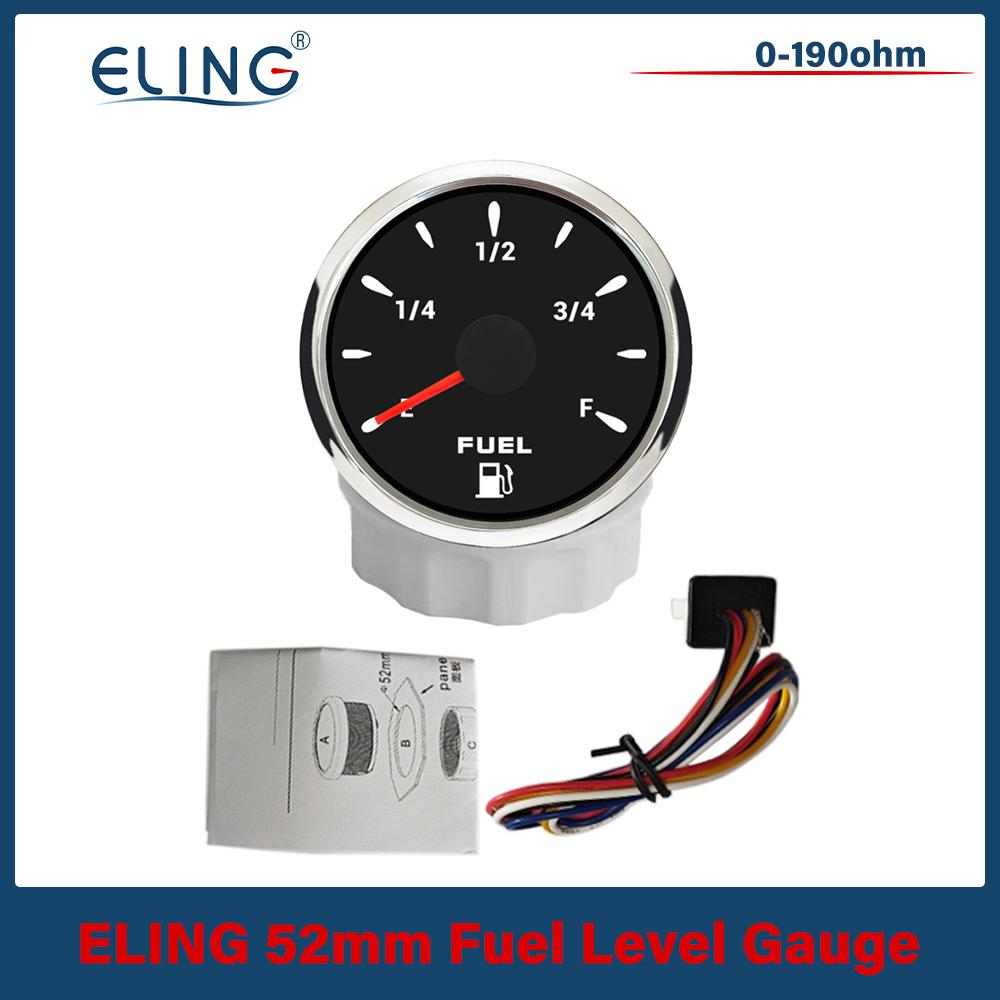 Car Truck Boat Motorcycle Universal 52mm Fuel Level Gauge Meter 0-190ohm 240-33ohm Signal with 7 Colors Backlight 12V 24V