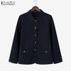 ZANZEA Women Turn Down Collar Casual Long Sleeve Plain Blouse