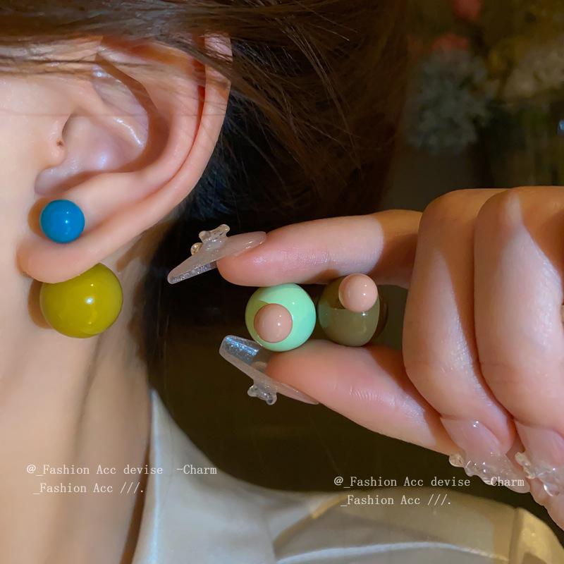 Steel needle candy color fashionable ball earrings personalized simple versatile stud earrings sweet and cute girl heart earrings