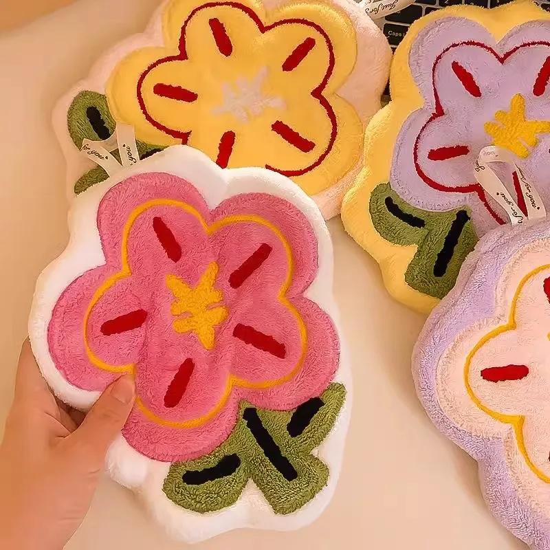 New Thicken Hand Towel Hanging Kitchen Bathroom Creative Towel Super Water-absorbent Non-stinky Quick-drying Dishcloth Flower
