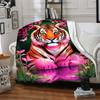 1 st Tigermönster, Blommig filt, Pläd för soffa, säng, resor, Tryckt filt med mjukt och varmt tyg yy250918139