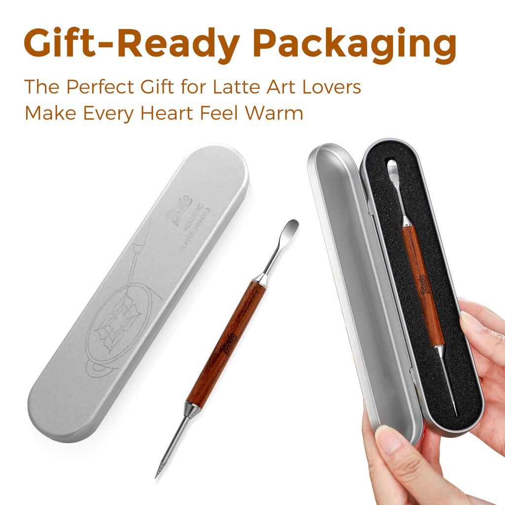 1PC Stainless Steel Coffee Needles Decorating Coffee Pull Flower Needle Espresso Latte Art Pen Wooden Barista Tools Accessorie