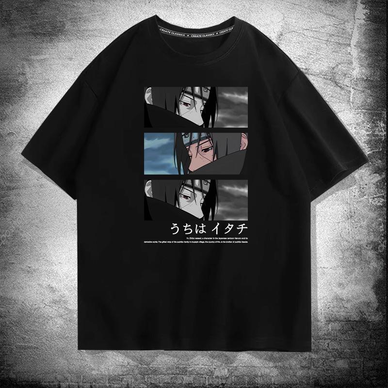 Naruto pure cotton short-sleeved T-shirt men s and women s summer tide brand teen student Uchiba ferret loose half-sleeved top 155XXS