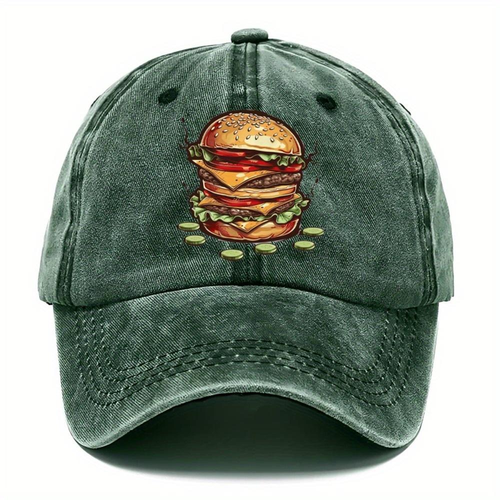 Men's Hamburger Printed Baseball Hat Outdoor Sports Beach and Casual Wear Father's Day Gift