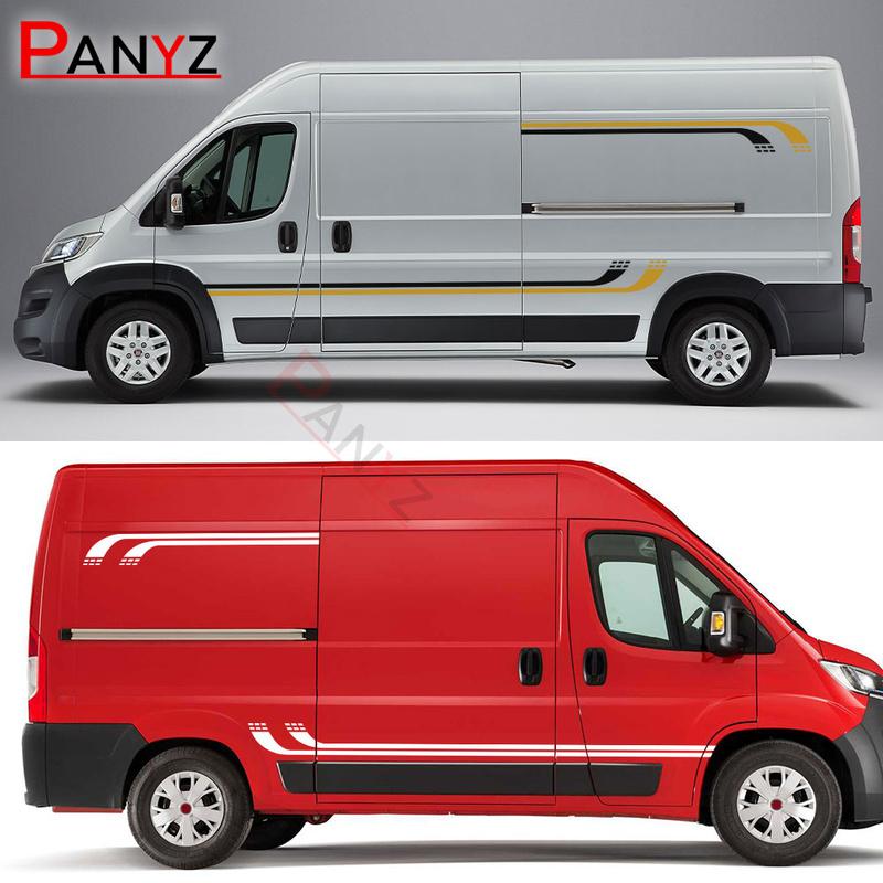 4Pcs/Lot Car Door Side Stickers Camper Van Graphics Decals For Fiat Ducato Peugeot Boxer Citroen Jumper Motorhome Accessories