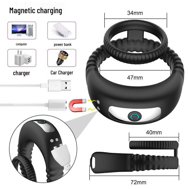 Cross10 Anti-Allergy Double Ring Delay Vibrating Penis Ring