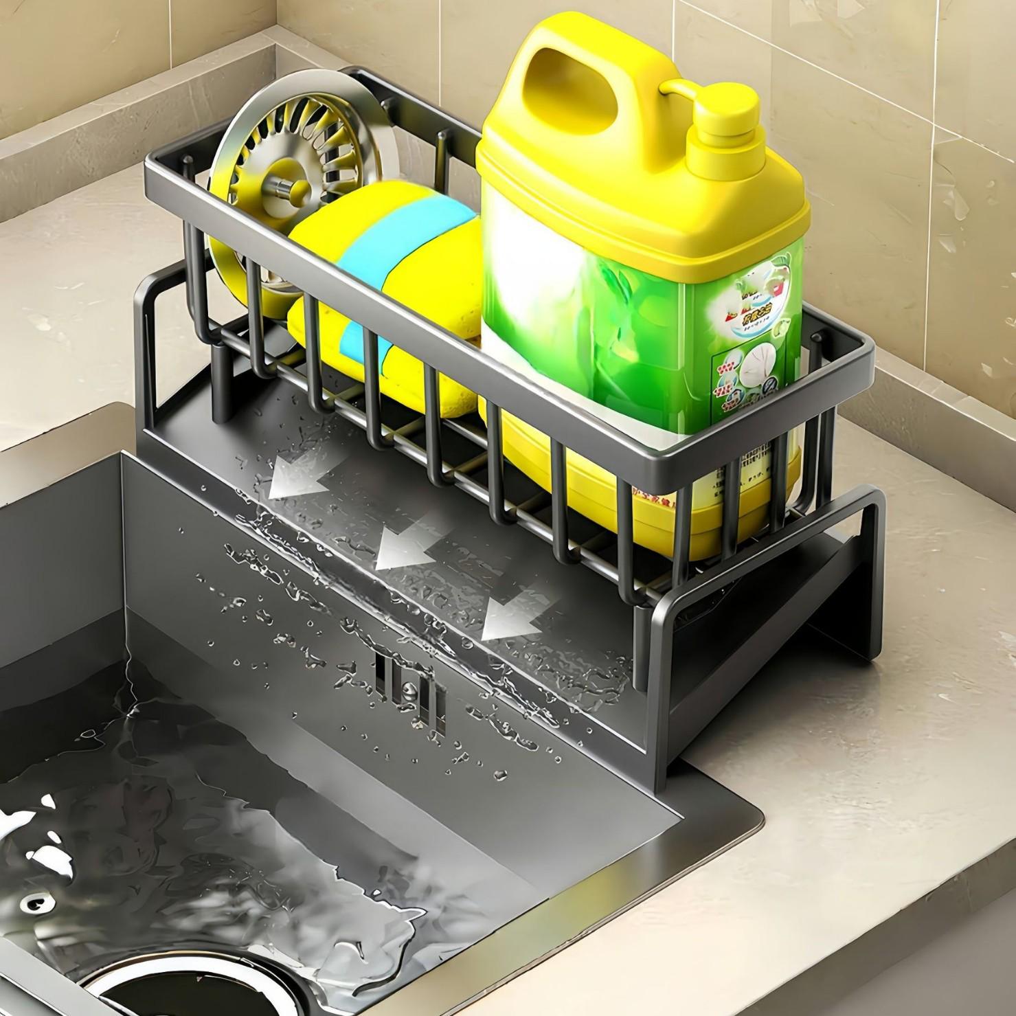 

Стойка для хранения на раковину из стальной проволоки для моющего средства, губки и кухонных принадлежностей