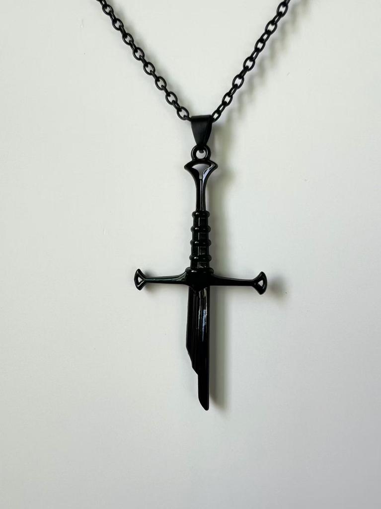 Lord Series Rings Excalibur Broken Sword Necklace Punk Metal Pendant Collections Film The Lord Narsil Jewelry Fans Gift